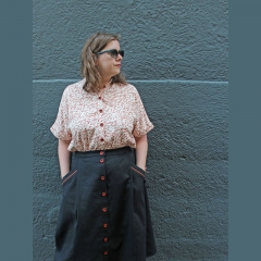 Viskose Twill Stoff abstraktes Muster Blusenstoff, terracotta cremewei�