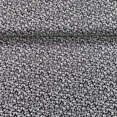 Viskosestoff Bl�mchen Allover kleingemustert Blusenstoff, wei� schwarz