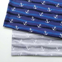 RESTST�CK 45 cm Sweatstoff French Terry Anker Streifen Wellen, weiss blau schwarz
