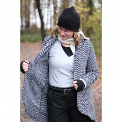 Strickstoff Fischgr�t Zickzackmuster dick weich, schwarz grauwei�