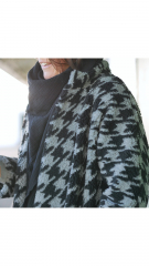 Teddyfleece Teddyfell Hahnentritt Muster, schwarz gr�n