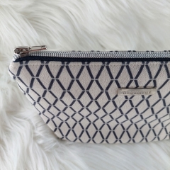 Wildlederimitat Gitternetz Rauten grafisch Fake Suede, blaugrau cremewei�