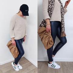 RESTST�CK 50 cm Hosenstretch Stoff Leggingsstoff Bengalin Kunstleder, matt braun