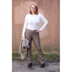 RESTST�CK 50 cm Hosenstretch Stoff Leggingsstoff Bengalin Kunstleder, matt braun