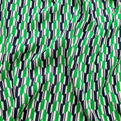 Viskosestoff mit Stretch Blusenstoff grafisches Muster, gr�n wei� dunkelblau