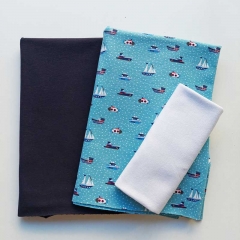 Jerseystoff Segelbotte Uboote, hellblau