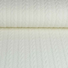 RESTST�CK 28 cm Jacquardjersey Stoff Zopfmuster,�cremewei�