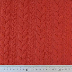 RESTST�CK 86 cm Jacquardjersey Stoff Zopfmuster,�rotbraun