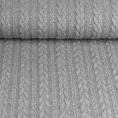 Jacquardjersey Stoff Zopfmuster,�grau meliert