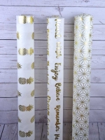 Dekostoff "Metallic Words", gold creme