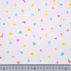 RESTST�CK 87 cm Dekostoff kleine Dreiecke, mint rosa gelb wei�