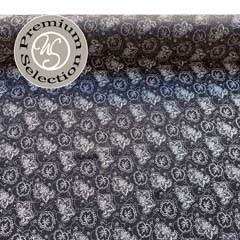 Viskose Stoff Nero Fiorito - Blumen Punkte wei� schwarz - Made in Italy