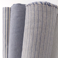 RESTST�CK 50 cm Dekostoff Streifen schmal recycled, natur jeansblau