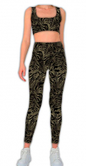 Funktionsjerseystoff Sport Jersey Animal Print, khaki schwarz