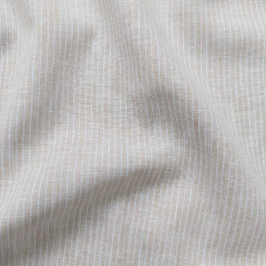 Halbleinen Leinen Baumwollstoff schmale Streifen, wei� beige