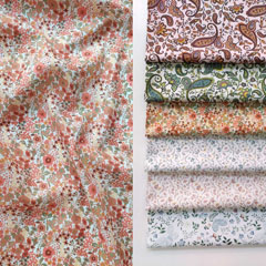 Baumwollstoff kleine Blumen Silky Cotton, lilablau hellgr�n wei�