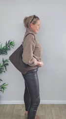 Lederimitat mit Wildleder-Imitat R�cken elastisch, dunkelbraun