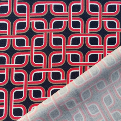 Viskose Twillstoff grafisches Muster Stone washed, rot wei� schwarz