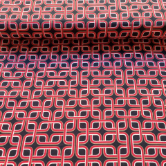 Viskose Twillstoff grafisches Muster Stone washed, rot wei� schwarz