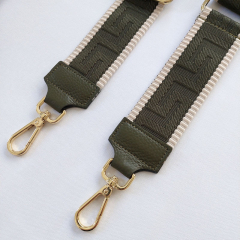 Taschengurt Taschenriemen grafisches Muster 3D-hellbeige armygr�n-armygr�nes Leder- gold Schnallen