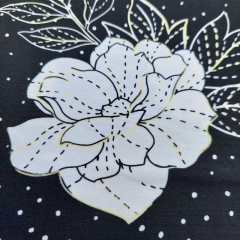 Badeanzugstoff Funktionsjersey Blumen Bl�tter, gelb wei� schwarz