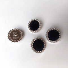 Samtknopf aus Metall mit Strasssteinchen Knopfgr��e 32/20,48 mm, schwarz