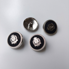 Metallknopf mit Wappen Knopfgr��e 32/20,4 mm, silber schwarz