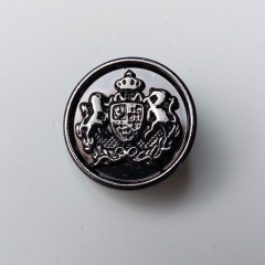 Metallknopf Wappen L�wen nickelfrei Knopfgr��e 40/25,6 mm, gunmetal