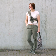 Jeansstoff Denim mit Stretch (colored) uni, armygr�n