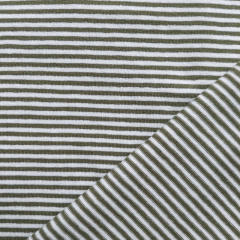 Jerseystoff schmale Streifen 2 mm Garn gef�rbt, wei� khakigr�n #KK028