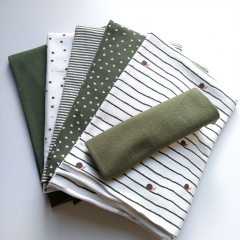 Jerseystoff schmale Streifen 2 mm Garn gef�rbt, wei� khakigr�n #KK028