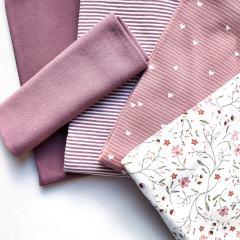 Jerseystoff schmale Streifen 2 mm Garn gef�rbt, wei� mauve #KK0043