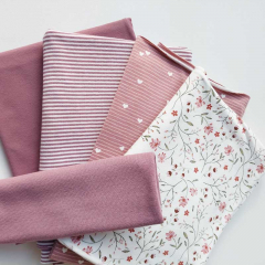 Jerseystoff schmale Streifen 2 mm Garn gef�rbt, wei� mauve #KK0043