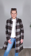 Mantelstoff Karomuster flauschig weich Mantelflausch, rotbraun anthrazit wei�