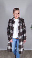 Mantelstoff Karomuster flauschig weich Mantelflausch, rotbraun anthrazit wei�