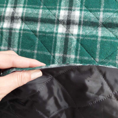 Mantelstoff Steppstoff wattiert Karomuster flauschig, schwarz wei� dunkelgr�n