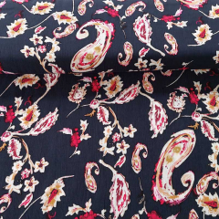 Viskose Borkenkrepp Blusenstoff Blumen Paisleymuster,rot wei� dunkelblau