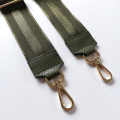 Taschengurt Streifen 3d uni - armygr�n-armygr�nes Leder - goldene Schnallen