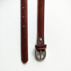 Lederg�rtel Kuhfell Uni Gr. 95 (114 cm) silber Schnalle, mittelbraun