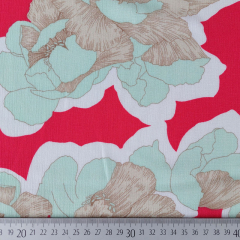 RESTST�CK 42 cm Viskosestoff Borkenkrepp Blumen, wei� mint taupe rot