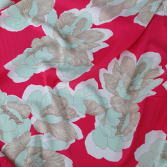 RESTST�CK 42 cm Viskosestoff Borkenkrepp Blumen, wei� mint taupe rot