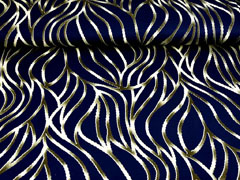 RESTST�CK 100 cm Viskose Jersey grafische Ranken, dunkelblau