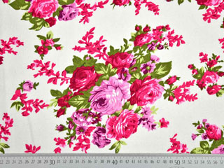 Viskose Leinen Rosen, rosa wei�