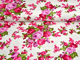 Viskose Leinen Rosen, rosa wei�