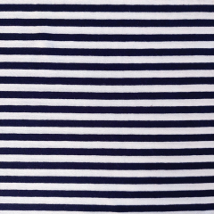 RESTST�CK 50 cm Viskose Jersey Streifen 5 mm garngef�rbt, dunkelblau wei�