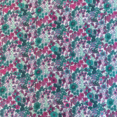 RESTST�CK 100 cm Baumwollstoff kleine Blumen Bl�mchen Silky Cotton, petrol beere wei�