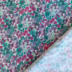 RESTST�CK 100 cm Baumwollstoff kleine Blumen Bl�mchen Silky Cotton, petrol beere wei�