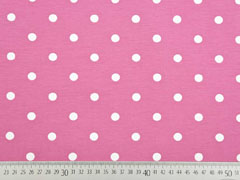 RESTST�CK 88 cm Jersey Punkte 1 cm, wei� dunkles altrosa