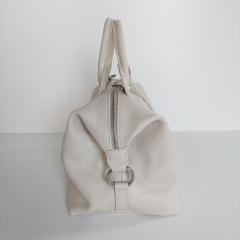 Ledertasche Handtasche gro� rechteckig Ringe an den Seiten, ecrue