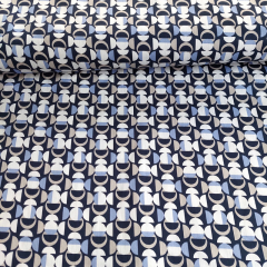 Baumwollstoff mit Stretch gemustert grafisch. hellblau dunkelblau wei�